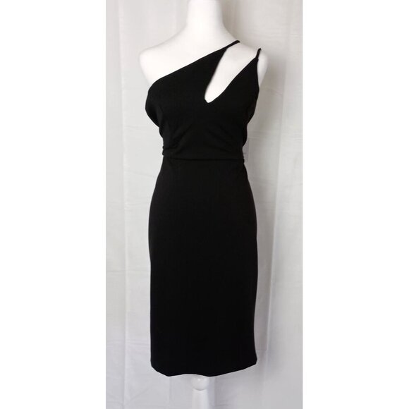 Chloe Kristyn One Shoulder Little Black Dress L NWT $398 Cocktail Party - Picture 2 of 13